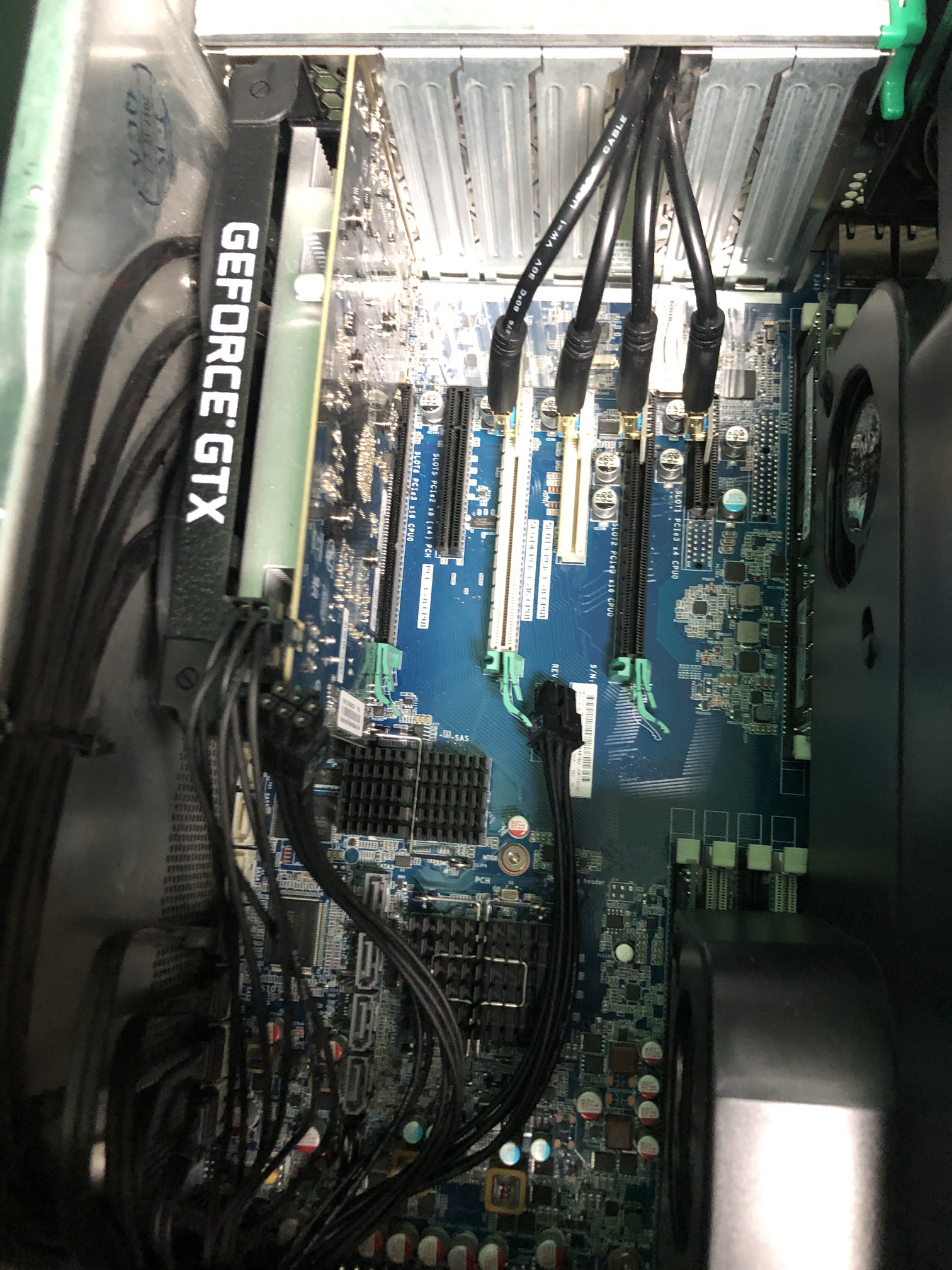 Figure 5. Inside view of the server where the PCI-E connections are made