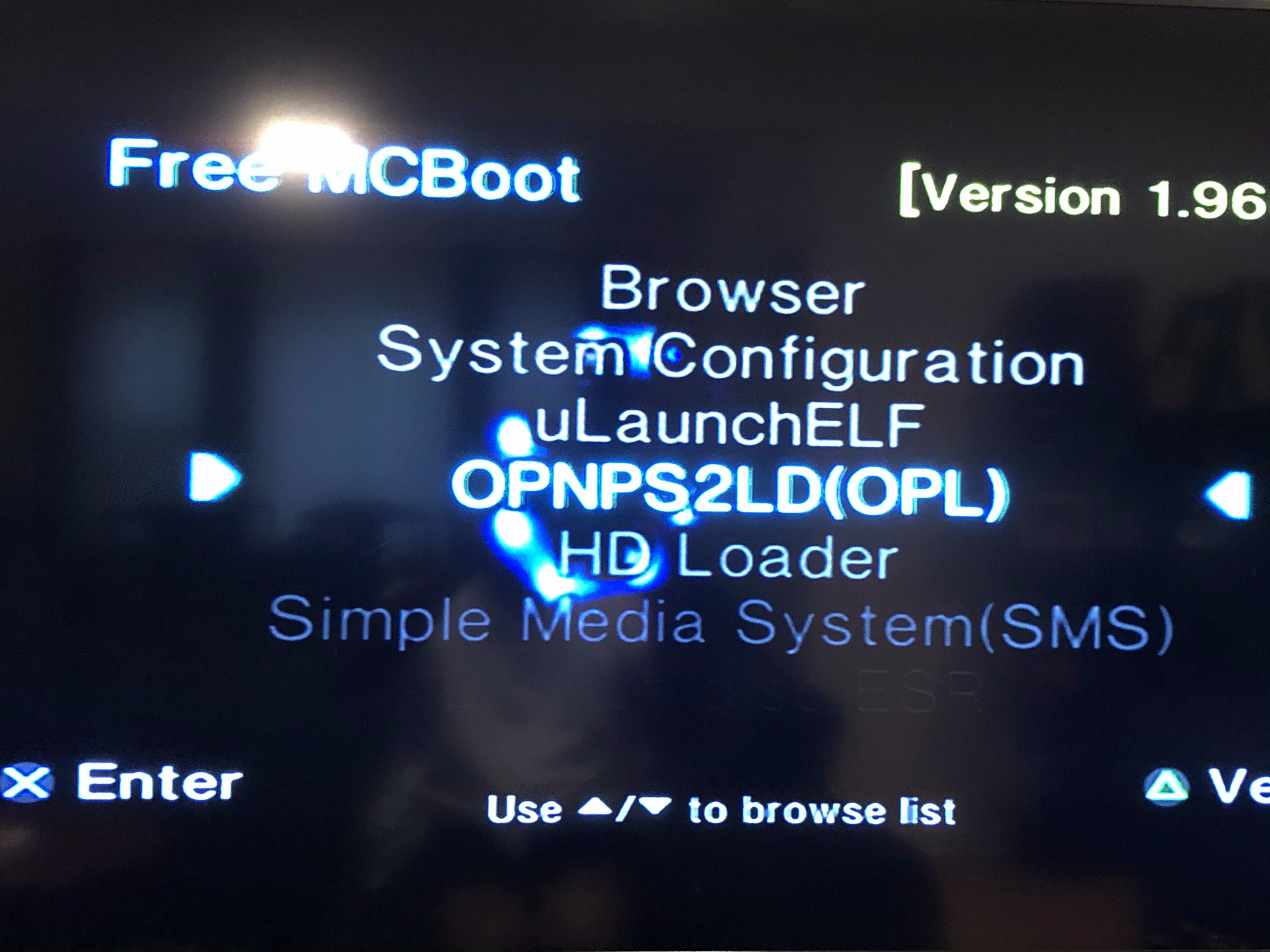 FreeMcBoot (FMCB) Bootloader Menu